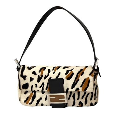 Fendi White Cheetah Baguette Bag