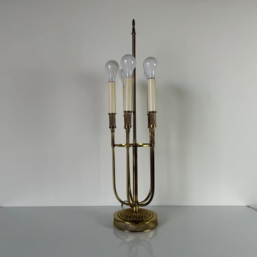 Vintage Parzinger Style  Five- Candle Brass Table Lamp 
