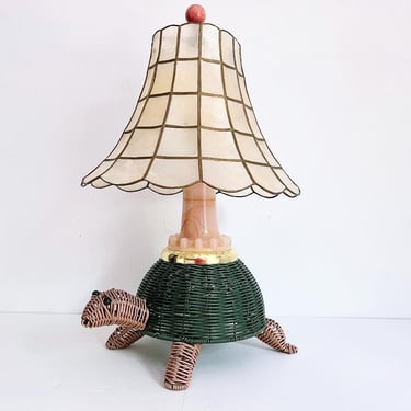 Wicker Turtle Lamp & Shell Shade, C1960 