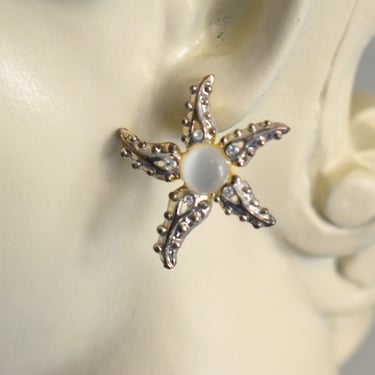 1980s Silver Starfish Earrings 