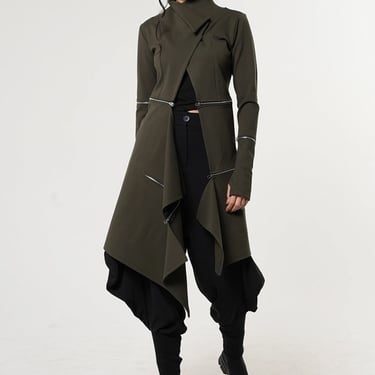Zipper Detail Long Coat