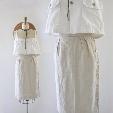 natural linen button skirt - 24 