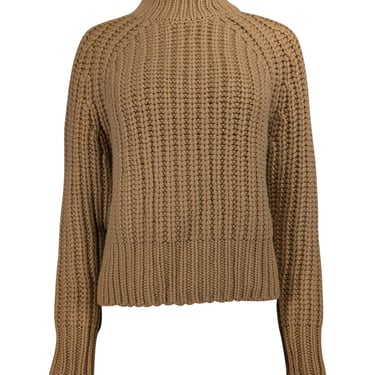 Vince - Camel Brown Cashmere & Wool Blend Turtleneck Sweater Sz M