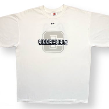Vintage 90s/00s Nike UCONN University of Connecticut Huskies Double Sided Center Swoosh T-Shirt Size Large/XL 