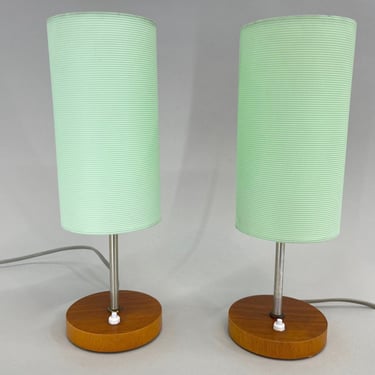 Pair of Mid-century Table Lamps, Germany 1970's / Set of Two Bedside Lamps / Wood & Plastic 