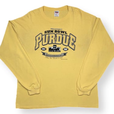 Vintage 2002 University of Purdue Boilermakers Football Sun Bowl Long Sleeve Graphic T-Shirt Size XL 