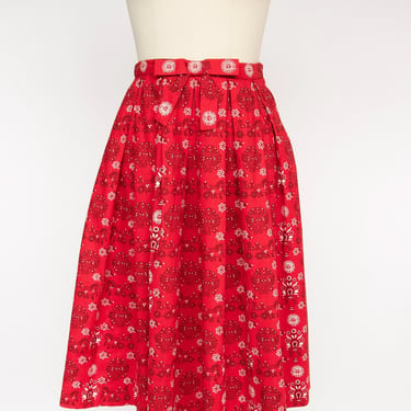 1950s Lanz Full Skirt Cotton Printed XS 