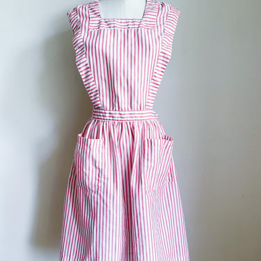 Vintage Candy Striper Nurse Pinafore Apron Dress / XS 