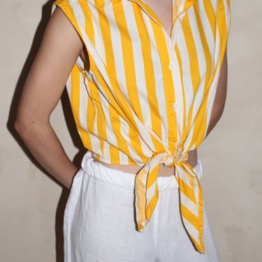 Vintage Sunshine Striped Tie Blouse