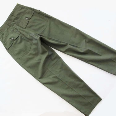 Vintage Baker Army Pants 26 - 1980s Green High Waist Cotton US Army Military Trouser Pants Unisex 
