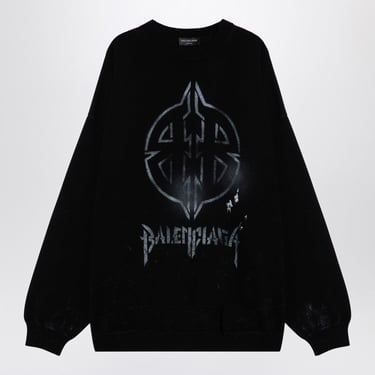 Balenciaga Black Cotton Blend Jumper With Print Men