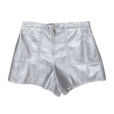 Carmar - Metallic High-Waist Zipper Front Hot Pant Shorts Sz 12