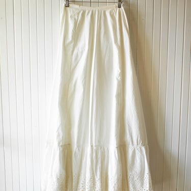 Vintage Victorian Full-Length White Cotton Skirt M/L