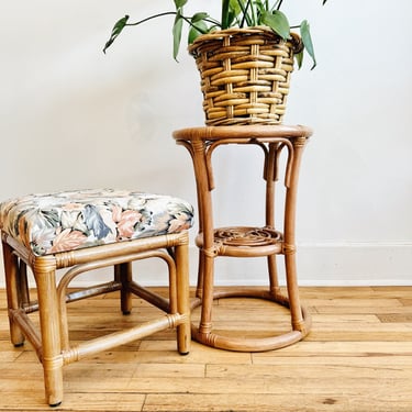 Round Rattan Side Table