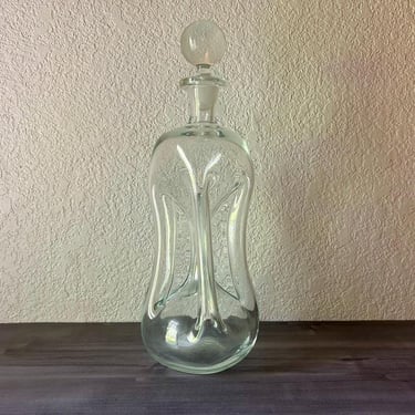 Vintage 13" Holmegaard Kluk Kluk Glass Decanter by Jacob Bang, Glass Bottle Jacob Bang Kastrup Danish Modern 