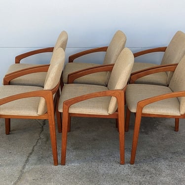 Rare Set of 6 1960s Kai Kristiansen Paper Knife Dining Chairs 
