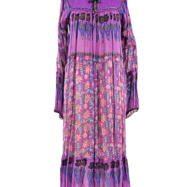 Purple Quilted Cotton Gauze Indian Dress