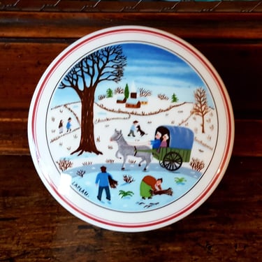 Villeroy & Boch Luxembourg Porcelain Candy Dish~Rare "CHRISTMAS" design by Gerard Laplau~Winter Scene~Porcelain Trinket Box~JewelsandMetals 