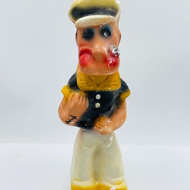 Vintage Chalk ware Popeye -Plaster  Ceramic Figurine- 10" Carnival Prize- circa 1940's 