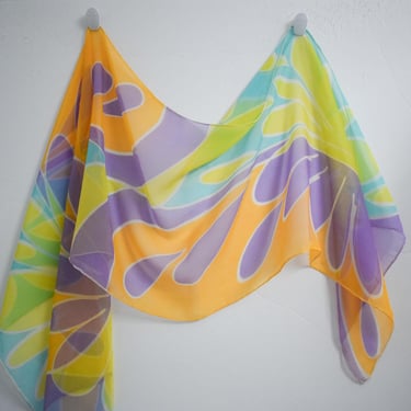 1990s Dersins Opera Mod Style Chiffon Scarf 