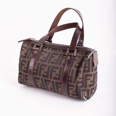 Vintage Fendi Zucca Brown Monogram Canvas Convertible Boston Bag