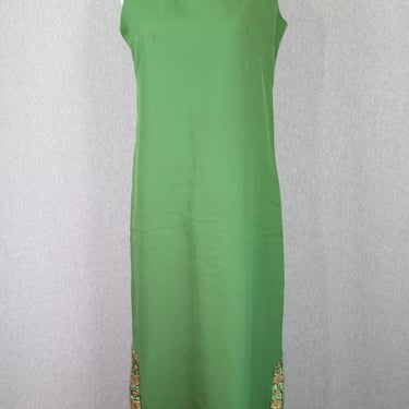 1970s Dutchmaid Maxi Dress - Scandinavian Dress - Green Maxi Dress - Mockneck 