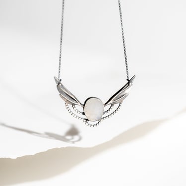 Sterling Silver Moonstone Wings In Flight Necklace