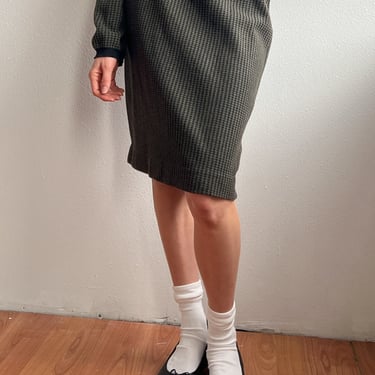 Joan Vass Olive Houndstooth Skirt (S/M)