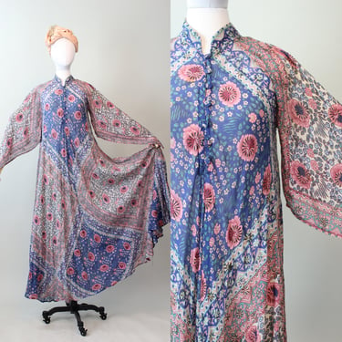1970s ADINI CAFTAN indian cotton dress small medium  | new spring 