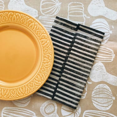 linen dinner napkins. stripe study. hand block printed. placemats / tea towel. organic. boho decor. neutral minimal modern. hostess gift. 