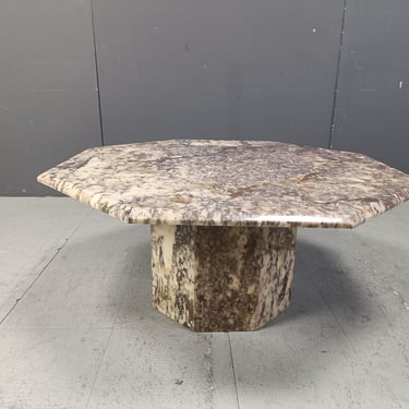 Vintage octogonal grey marble coffee table, 1970s - vintage marble coffee table - mid century coffee table 