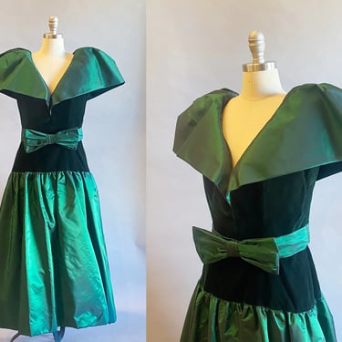 1980s Victor Costa Dress / 1980s Cocktail Dress / 1980s Party Dress / Size Medium 