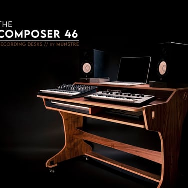 Large Mid-century studio desk - Composer workstation Walnut - recording studio - mastering desk Audio / Video / Film / Editing / Production 