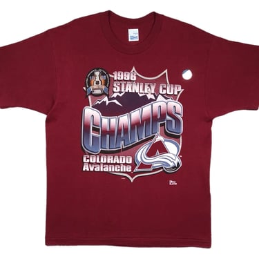 Vintage 1996 NWT Salem Sportswear/Pro Player Colorado Avalanche Stanley Cup Champions NHL Graphic T-Shirt Size Large/XLarge 