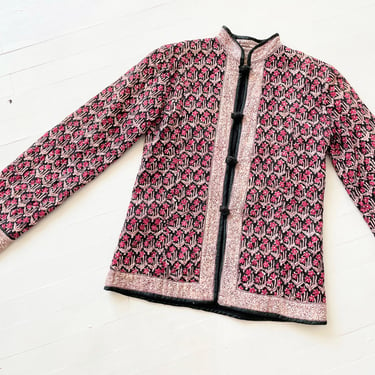 1970s Quilted Floral Block Print Jacket 