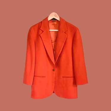 Cashmere Wool Blazer, Vintage 00s J.Crew Orange Jacket, Warm Soft Cozy Fully Lined Minimal Simple Preppy Classic Button Up Blazer Size 2 