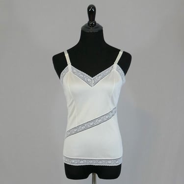 80s Off-White Camisole - Lace Trim Cami Blouse - Body Chic - Vintage 1980s - XS 32 