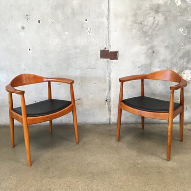 Pair Hans Wegner Style Chairs