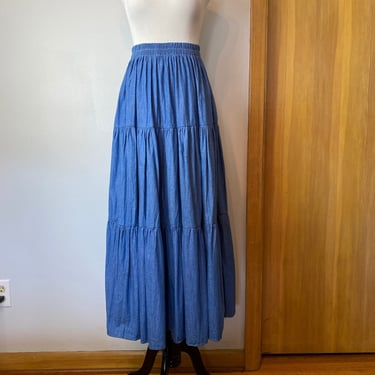VTG denim skirt Full long western style 1980’s western wear size SM 