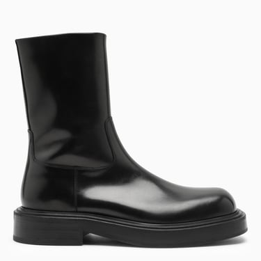 Ferragamo Black Leather Ankle Boot Women
