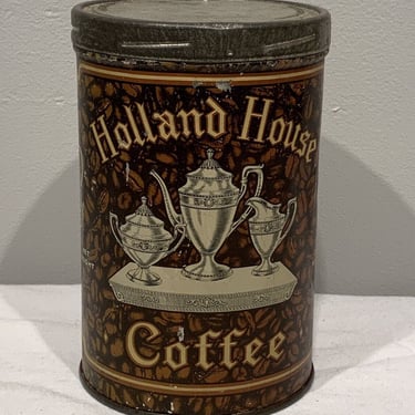 Holland House Coffee Tin Litho Label George F. Wiseman Co. Vinatge collectible tins, coffee can, vintage kitchen decor 