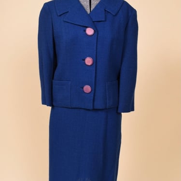 Blue 50s Suit Jacket and Skirt Set By Lane Shops, M/L