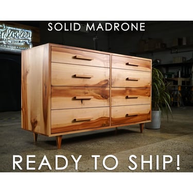READY TO SHIP - Lowboy Dresser, 8 Drawers, Madrone, Mid-Century Dresser, Modern Lowboy, 8 Drawer Lowboy, Solid Hardwood Dresser 