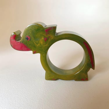 Art Deco Vintage 1930s Figural Handpainted  Bakelite Elephant napkin ring by BakeliteBa