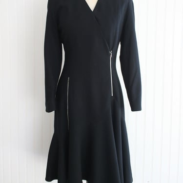 Zip It  - Circa 1980s - Wool Crepe - Lined - PSI Couture - Marked size 10 