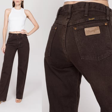 29x33 80s Wrangler Dark Brown Western Jeans | Vintage Denim High Waisted Straight Leg Long Inseam Tall Jeans 