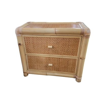 Vintage Bamboo Rattan 2 Draw Chest 