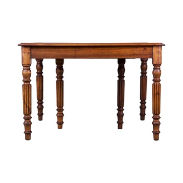 Antique Country French Provincial Off-Square Extendable Walnut Dining Table 