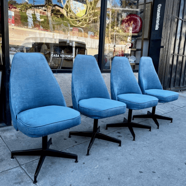 The Gift of Swivel | Set of four 1960s Velvet Swivel Dining Chairs