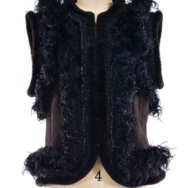 Valentino Feather Trimmed Shearling Vest
